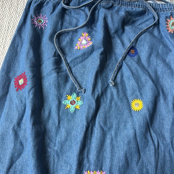 Zara Denim Chambray Embroidered Halter Dress NEW NWT - Picture 9 of 10